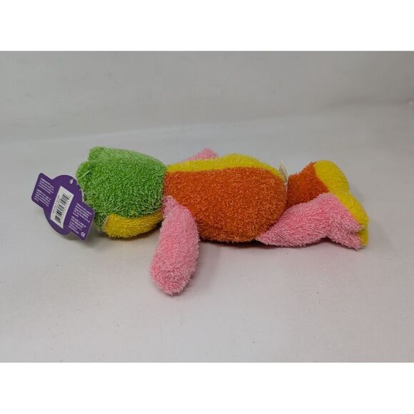 Vintage Kellytoy Terry Cloth Frog Plush Stuffed Animal Baby Color Block 2001 NEW - Picture 3 of 8